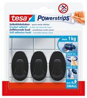 tesa Black Hooks S Powerstrips kleefhaak Small ovaal (b x h) 14 mm x 34 mm Zwart Inhoud: 3 stuk(s) - thumbnail