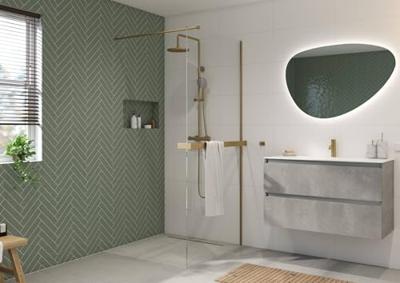 Saqu Modulo inloopdouche incl. antikalk 100x210cm met handdoekhouder geborsteld messing