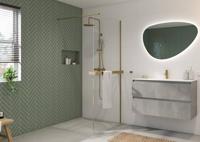 Saqu Modulo inloopdouche incl. antikalk 100x210cm met handdoekhouder geborsteld messing - thumbnail