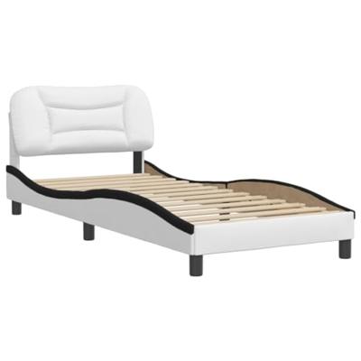 Bedframe zonder matras "Hvar" kunstleer wit en zwart 80x200 cm