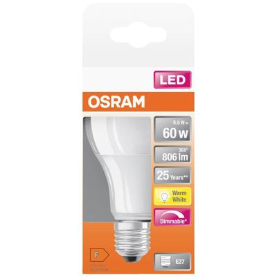 OSRAM HOMELIGHTING 4058075433861 LED-lamp Energielabel F (A - G) E27 Peer 8.8 W = 60 W Warmwit (Ø x l) 60 mm x 106 mm 1 stuk(s) OSRAM HOMELIGHTING 4058075433861 LED-lamp Energielabel F (A - G) E27 Peer 8.8 W = 60 W Warmwit (Ø x l) 60 mm x 106 mm 1 stuk(s)