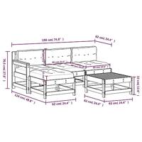 5-delige Loungeset met kussens massief hout grijs - thumbnail