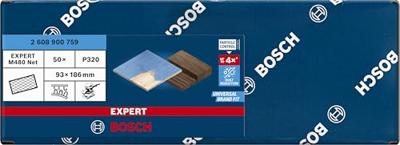 Bosch Accessories EXPERT M480 2608900759 Schuurnet voor vlakschuurmachine Ongeperforeerd Korrelgrootte (num) 320 (l x b) 186 mm x 93 mm 50 stuk(s)