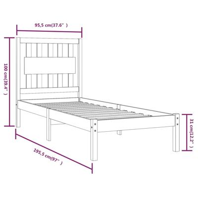 Bedframe massief grenenhout wit 90x190 cm - thumbnail