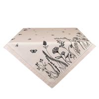 Clayre & Eef Tafelkleed 130x180 cm Beige Zwart Katoen Bloemen - thumbnail