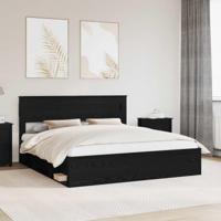 Bedframe met matras Zwart 180 x 200 cm Massief grenenhout - thumbnail
