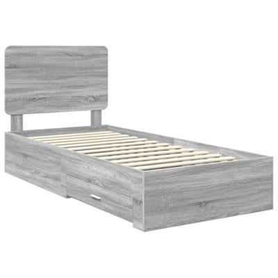 Bedframe met hoofdeinde Grijs Sonoma 100 x 200 cm Bewerkt hout