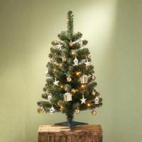 Decoratie Kerstboom 90x50 cm + LED Verlichting en 26 Ornamenten Groen/Goud - thumbnail