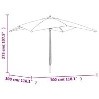 Parasol met houten paal 300x300x273 cm zwart - thumbnail