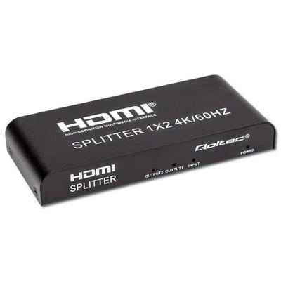 Qoltec 51797 Actieve HDMI-splitter 2 x HDMI 4K x 2K | 6Gb/s | 60 Hz