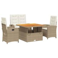4-delige Tuinset met kussens poly rattan beige - thumbnail