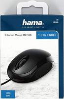 Hama MC-100 Muis USB Optisch Zwart 3 Toetsen 1000 dpi - thumbnail