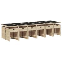 13-delige Tuinset met kussens poly rattan gemengd beige - thumbnail