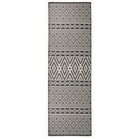 VidaXL Buitenkleed met patroon platgeweven 80x250 cm zwart - thumbnail