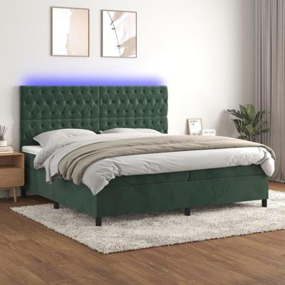 Boxspring met matras en LED fluweel donkergroen 200x200 cm