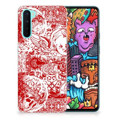Silicone Back Case OnePlus Nord Angel Skull Rood Silicone Back Case OnePlus Nord Angel Skull Rood