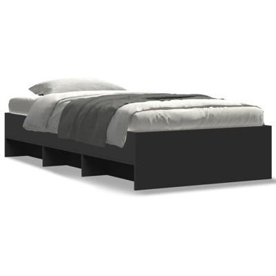 Bedframe bewerkt hout zwart 75x190 cm
