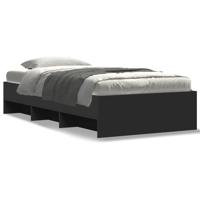 Bedframe bewerkt hout zwart 75x190 cm - thumbnail