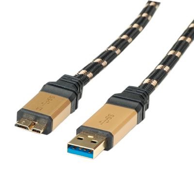 ROLINE GOLD USB 3.2 Gen 1 Kabel, USB A - Micro B, M/M, 0,8 m ROLINE GOLD USB 3.2 Gen 1 Kabel, USB A - Micro B, M/M, 0,8 m