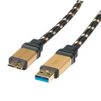 ROLINE GOLD USB 3.2 Gen 1 Kabel, USB A - Micro B, M/M, 0,8 m - thumbnail