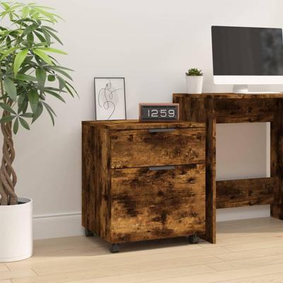 Dossierkast verrijdbaar 45x38x54 cm bewerkt hout gerookt eiken