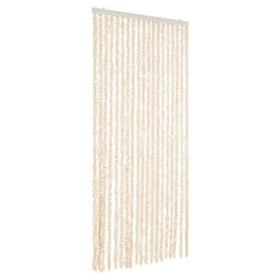 Vliegengordijn 56x200 cm chenille beige en wit