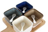 Set voor voorgerechtjes DKD Home Decor 27 x 20 x 1,3 cm Porselein Beige Blauw Bruin Groen Modern - thumbnail