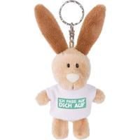 Nici sleutelhanger ich pass auf dich 10 cm polyester bruin - thumbnail