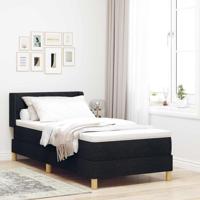 Boxspringbed met Matras, Zwart, 90 x 190 cm, Stof - thumbnail