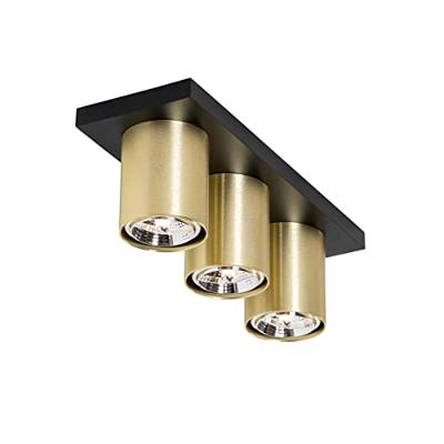 QAZQA Moderne plafondspot zwart met goud 3-lichts - Tubo