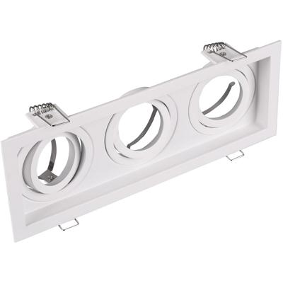 Rechthoekige Inbouwspot GU10 - 3-lichts Aluminium Wit - Kantelbaar
