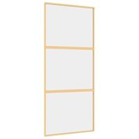 Schuifdeur 90x205 cm helder ESG-glas en aluminium goudkleurig - thumbnail