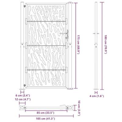 Poort met sporenontwerp 105x180 cm weervast staal
