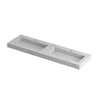 INK Pitch Wastafel Keramische Slab Bak Dubbel met Drain en Front en Side Skirts 2 Kraangaten - 1600x450x90 mm - Calacatta Mat - thumbnail