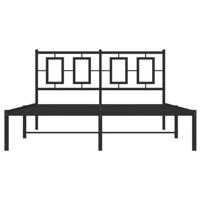 Bedframe met hoofdbord metaal zwart 135x190 cm - thumbnail