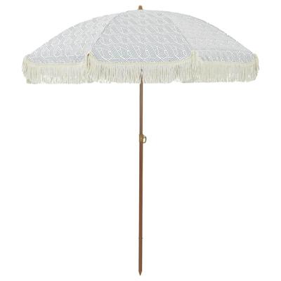 Parasol Grijs en Wit 160 x 195 cm Staal Parasol Grijs en Wit 160 x 195 cm Staal