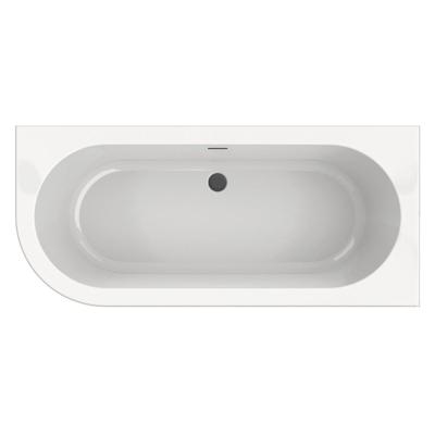 Half-vrijstaand bad Xenz Charley | 165x76 cm | Rechts | Incl.Badafvoer-Zwart mat | Sleuf overloop | Acryl | Glans wit