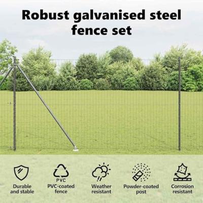 VidaXL Hek met paal grijs 1,5 x 10 m staal en pvc VidaXL Hek met paal grijs 1,5 x 10 m staal en pvc