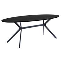 WOOOD Ovale Eettafel 'Bruno' 220 x 100cm, kleur zwart - thumbnail