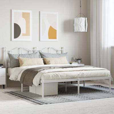 Bedframe met hoofdbord metaal wit 160x200 cm