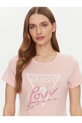 Guess Love Triangle T-Shirt Dames Roze - Maat S - Kleur: Roze | Soccerfanshop Guess Love Triangle T-Shirt Dames Roze - Maat S - Kleur: Roze | Soccerfanshop