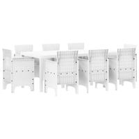 9-delige tuinset met kussens in wit poly rattan - thumbnail