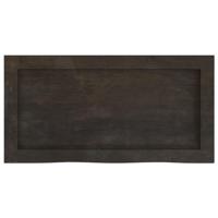 Wastafelblad 60x30x(2-4) cm behandeld massief hout donkerbruin - thumbnail