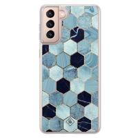 Samsung Galaxy S21 Plus hybride hoesje - Blue cubes - thumbnail