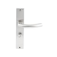 Hardbrass Deurkruk Helsinki op rechthoekig langschild WC63/8mm - RVS - thumbnail