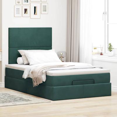 Ottoman bed met matrassen en LED's 80x200cm fluweel donkergroen
