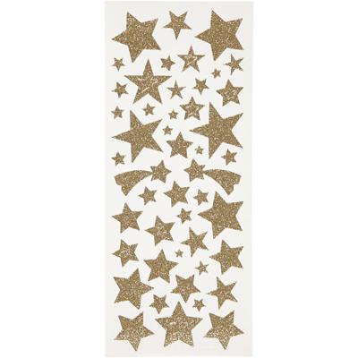 Creativ Company Glitterstickers, sterren, vel 10x24 cm, ca. 110 stuk, goud, 2 vel/ 1 doos