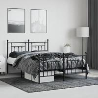 Bedframe met hoofd- en voeteneinde metaal zwart 140x200 cm - thumbnail