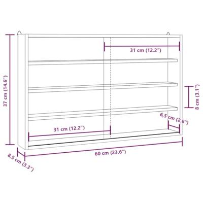 Houten verzamelvitrine met deuren 60x8,5x37 cm Houten verzamelvitrine met deuren 60x8,5x37 cm