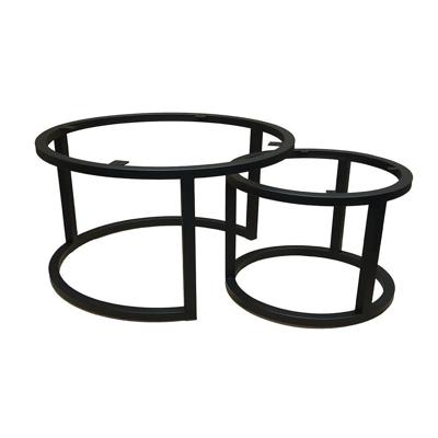 Salonset zwart rond Ø 70 cm, hoogte 37 cm en Ø 80 cm en hoogte 47 cm